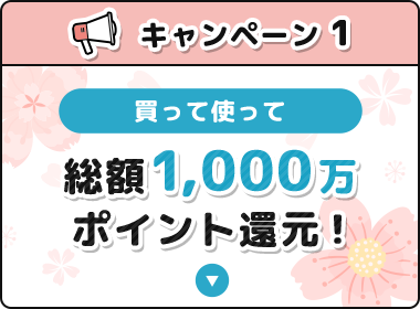 キャンペーン1 総額1,000万ポイント還元！