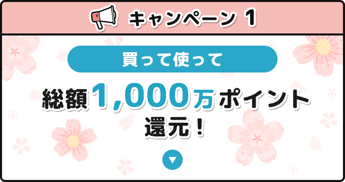 キャンペーン1 総額1,000万ポイント還元！